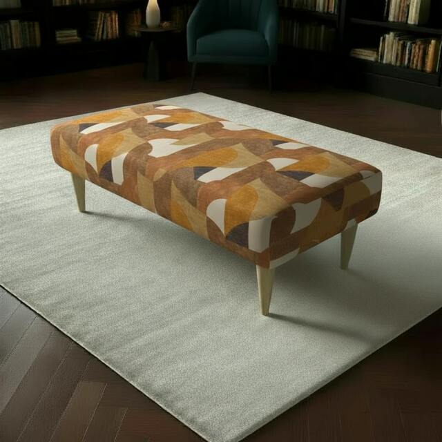 Rackhams Premium Non-Storage Ottoman Bench – Solid Wood, Artistic Designer Fabric - 30 x 20 Inches (76 x 51cm) - image 1