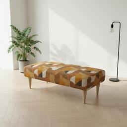 Rackhams Premium Non-Storage Ottoman Bench – Solid Wood, Artistic Designer Fabric - 30 x 20 Inches (76 x 51cm) - thumbnail 3