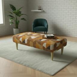 Rackhams Premium Non-Storage Ottoman Bench – Solid Wood, Artistic Designer Fabric - 30 x 20 Inches (76 x 51cm) - thumbnail 2