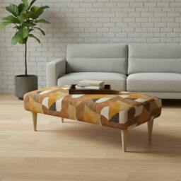 Rackhams Premium Non-Storage Ottoman Bench – Solid Wood, Artistic Designer Fabric - 30 x 20 Inches (76 x 51cm) - thumbnail 6