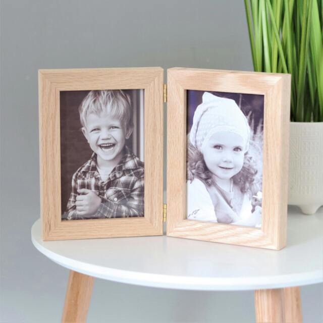 "Rackhams Solid Oak Hinged Picture Frame - For 6x4"" or 7x5"" Photos, Natural Finish - For 6""x4"" photos + Prints" - image 1