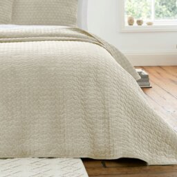 Rackhams Attica Velvet Embroidered Bedspread Natural - 240 x 260 cm - Natural