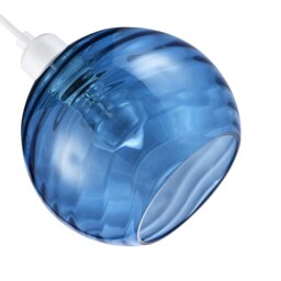Rackhams Modern Designer Midnight Blue Circular Ribbed Glass Non Electric Pendant Shade - thumbnail 3