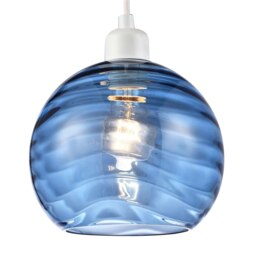Rackhams Modern Designer Midnight Blue Circular Ribbed Glass Non Electric Pendant Shade - thumbnail 4