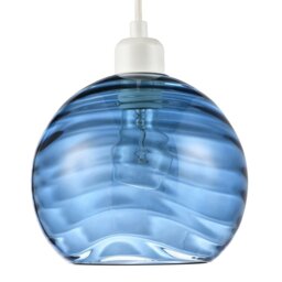 Rackhams Modern Designer Midnight Blue Circular Ribbed Glass Non Electric Pendant Shade