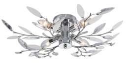 Rackhams Modern Birch Semi Flush Ceiling Light with Clear & White Leaves