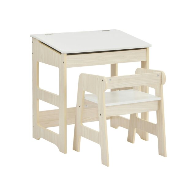 Rackhams Kids Scandi Study Desk and Chair Set - White/Pine - image 1