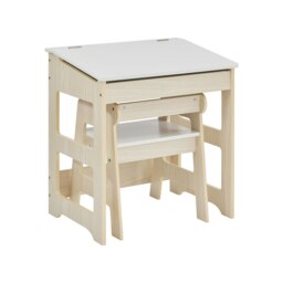 Rackhams Kids Scandi Study Desk and Chair Set - White/Pine - thumbnail 4