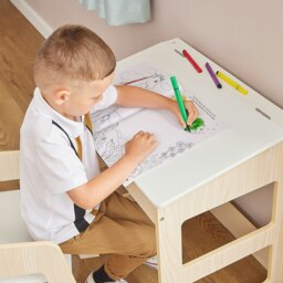 Rackhams Kids Scandi Study Desk and Chair Set - White/Pine - thumbnail 6
