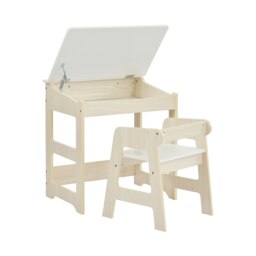 Rackhams Kids Scandi Study Desk and Chair Set - White/Pine - thumbnail 3