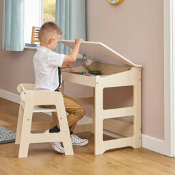 Rackhams Kids Scandi Study Desk and Chair Set - White/Pine - thumbnail 5