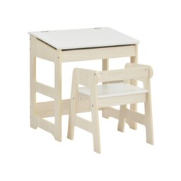Rackhams Kids Scandi Study Desk and Chair Set - White/Pine