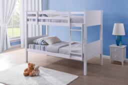 Rackhams Bedford White Wooden Bunk Bed Frame – Solid Rubberwood, Twin Over Twin, Grooved - White - thumbnail 2
