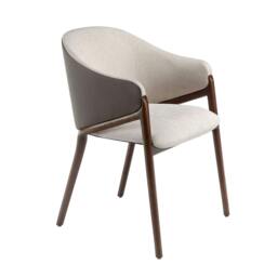 Rackhams Beige Fabric and Dark Mink Leatherette Chair 4090 - thumbnail 1