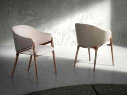 Rackhams Beige Fabric and Dark Mink Leatherette Chair 4090 - thumbnail 3