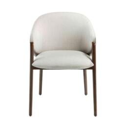 Rackhams Beige Fabric and Dark Mink Leatherette Chair 4090 - thumbnail 2