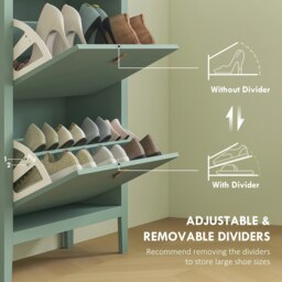 Rackhams 2 Drawer Shoe Cabinet with Flip Doors for Hallway, Entryway, Green - Green - thumbnail 4