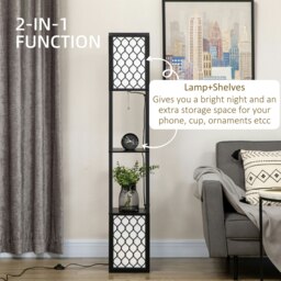 Rackhams 2-Light Modern Floor Lamp with Shelves for Living Room, Black - thumbnail 5