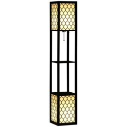 Rackhams 2-Light Modern Floor Lamp with Shelves for Living Room, Black - thumbnail 2