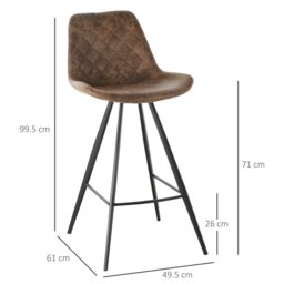 Rackhams Set Of 2 Bar Stools Vintage Microfiber Cloth Tub Seats Padded Steel Brown - Grey - thumbnail 6