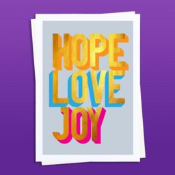 Rackhams Hope Love Joy golden words art print - Black frame - thumbnail 3