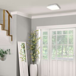Rackhams Ajax Modern LED 43CM Ceiling Lamp In Cool White With Chrome Detail With Long Life Low Energy Light Source 27W(150W)