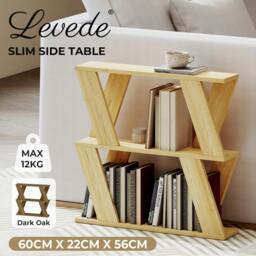 Rackhams Slim Side Table Modern Sofa End Bedside Table for Living Room Small Space - Dark Oak - thumbnail 3