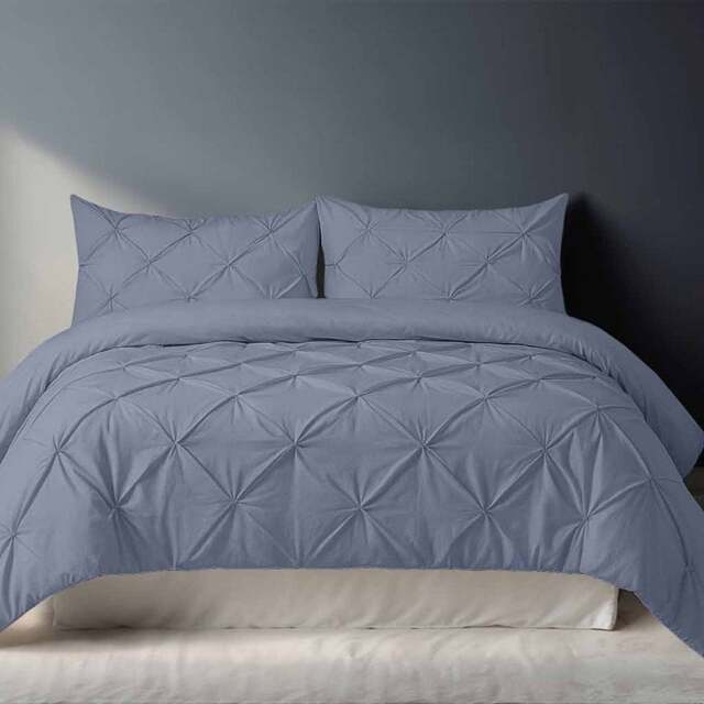 Rackhams Pintuck Pinch Pleated Polycotton Duvet Cover And Pillowcase/s Set Bed Linen - Grey - Single - image 1