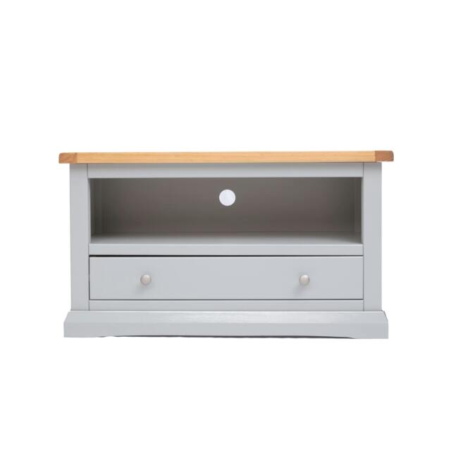 Rackhams Loreo Light Grey 1 Drawer TV Cabinet Chrome Knob - Light Grey - image 1
