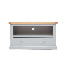 Rackhams Loreo Light Grey 1 Drawer TV Cabinet Chrome Knob - Light Grey - thumbnail 1