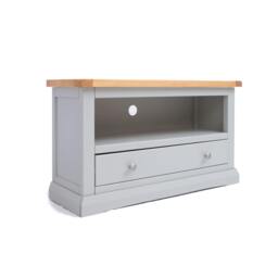 Rackhams Loreo Light Grey 1 Drawer TV Cabinet Chrome Knob - Light Grey - thumbnail 2
