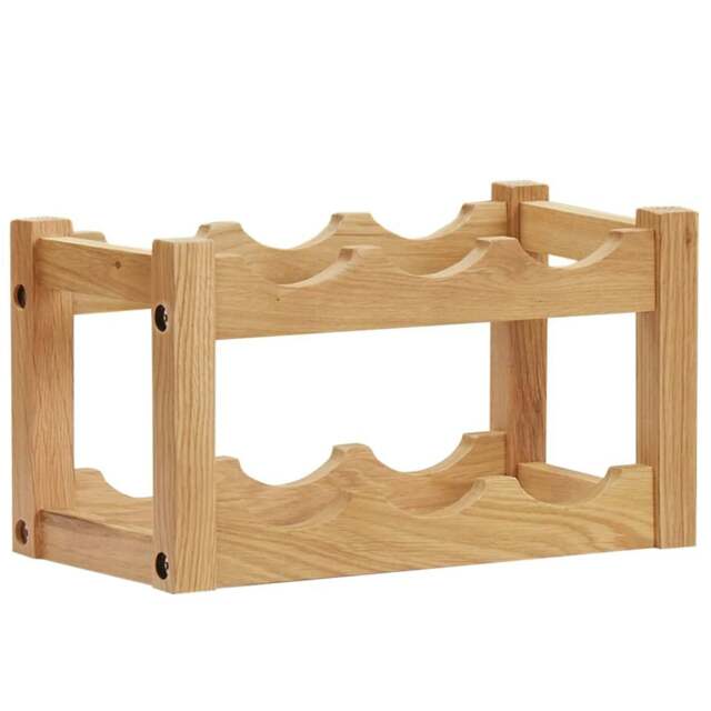 Rackhams Wine Rack for 6 Bottles 37x21x21 cm Solid Oak Wood