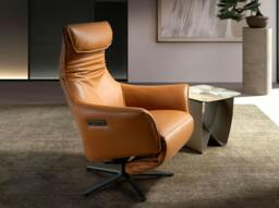 Rackhams Brown Leather Swivel Armchair 5137 - Modern - Yes - No - thumbnail 3