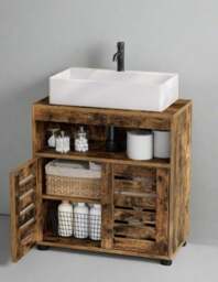 Rackhams Under Sink Bathroom Cabinet, Rustic Storage Unit with Adjustable Shelf and Louvred Doors