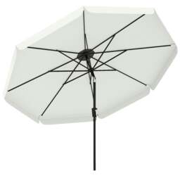 Rackhams 3 m Garden Parasol with Tilt & Crank, UPF30+ Outdoor Table Umbrella - Light Grey - thumbnail 3