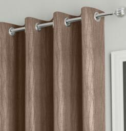 "Rackhams Bronze Thermal Energy Saving Eyelet Curtain With Wave Pattern - Ideal For Living Room & Bedroom - 66"" (168cm) Width x 72"" (183cm) Drop" - thumbnail 2