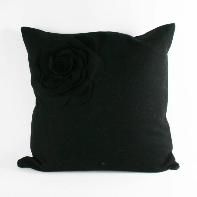 Rackhams Lotus Cushion Cover - Black - 45x45cm - Black - 100% Wool