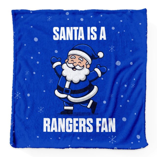 Rackhams Santa is a Rangers Football Fan - Luxury Fleece Blanket 150cm X 150cm - image 1