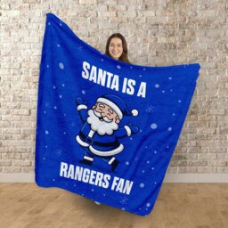Rackhams Santa is a Rangers Football Fan - Luxury Fleece Blanket 150cm X 150cm - thumbnail 2