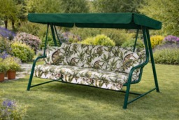 Rackhams Vienna Deluxe 3 Seater Garden Hammock with Canopy - Free Standing Swing Seat - 173cm (L) x 160cm (H) - Country Teal (Black Frame) - thumbnail 5