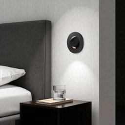Rackhams 3 Watt LED Round Black Recessed Wall or Headboard Reading Light - thumbnail 3