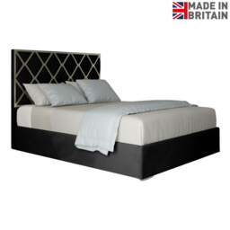 Rackhams Tammy Upholstered Soft Velvet Metal Bed Frame - Black - Black - Small double - thumbnail 6