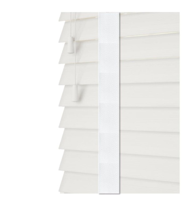 Rackhams Ultra White Faux Wood Venetian Blinds with Tapes (130cm Drop) - 200cm - image 1