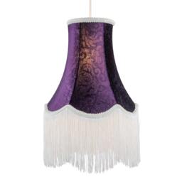 Rackhams Victorian Styled Vintage Tall Lamp Shade in Purple Floral Velvet - thumbnail 2