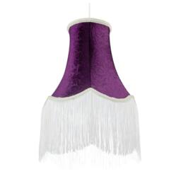 Rackhams Victorian Styled Vintage Tall Lamp Shade in Purple Floral Velvet - thumbnail 5