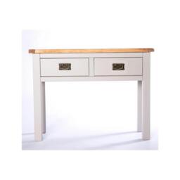 Rackhams Argenta Light Grey 2 Drawer Console Table Brass Drop Handle - Light Grey - thumbnail 1