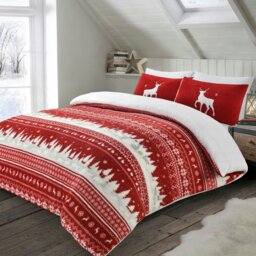Rackhams Nordic Teddy Fluffy and Warm Fleece Duvet Cover Set - Grey - Single - thumbnail 2