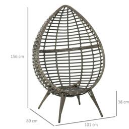 Rackhams Teardop PE Wicker Rattan Chair w/ Thick Cushions 4 Legs Outdoor Seat Egg Garden - thumbnail 3