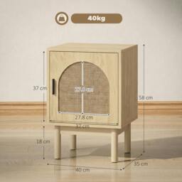 Rackhams Boho Bedside Table with Rattan Door and Adjustable Shelf, Natural - thumbnail 3