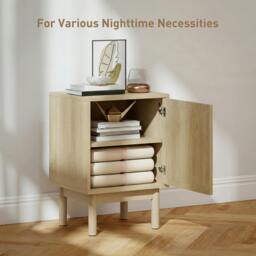 Rackhams Boho Bedside Table with Rattan Door and Adjustable Shelf, Natural - thumbnail 4